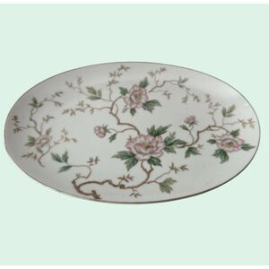 Noritake China Chatham 5502 Oval Serving Platter 13.5” Pink Flowers Japan VTG